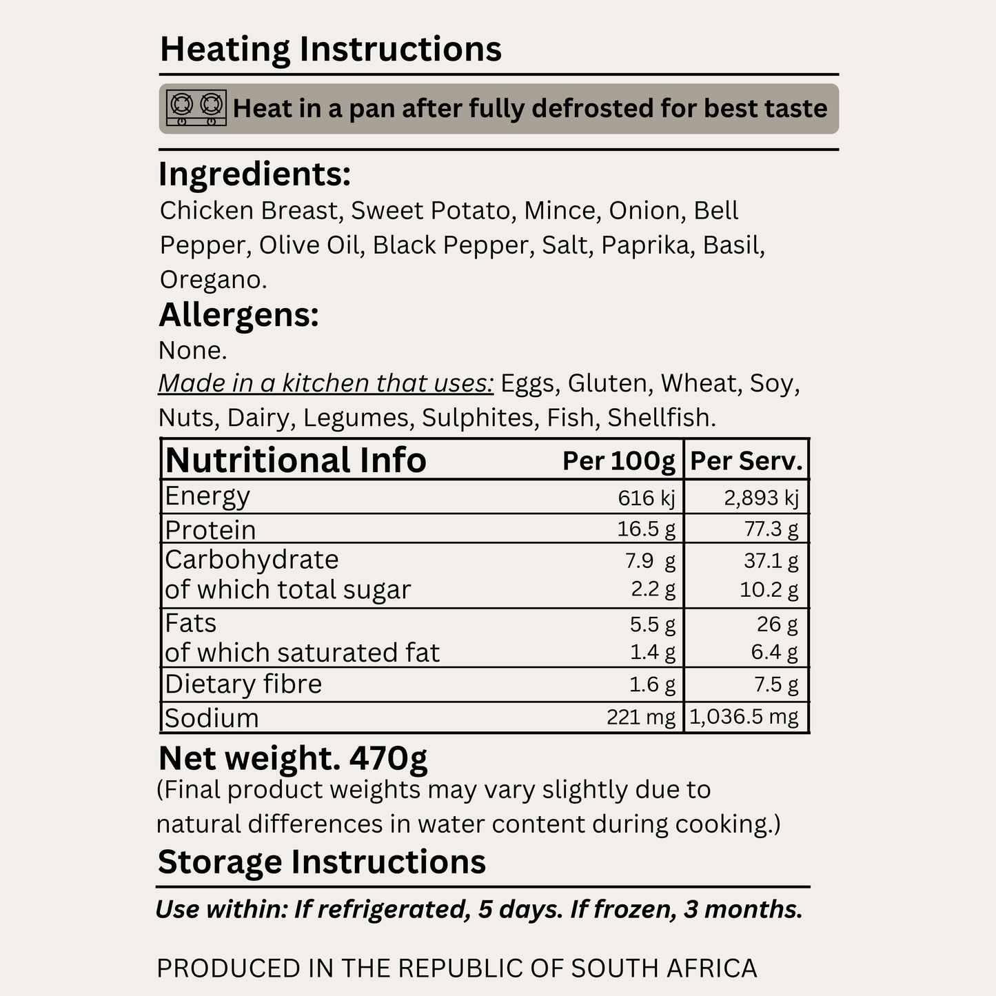 Macro & Micro High Protein Beef, Chicken & Sweet Potato Sizzle Pre Made Meal Ingredients