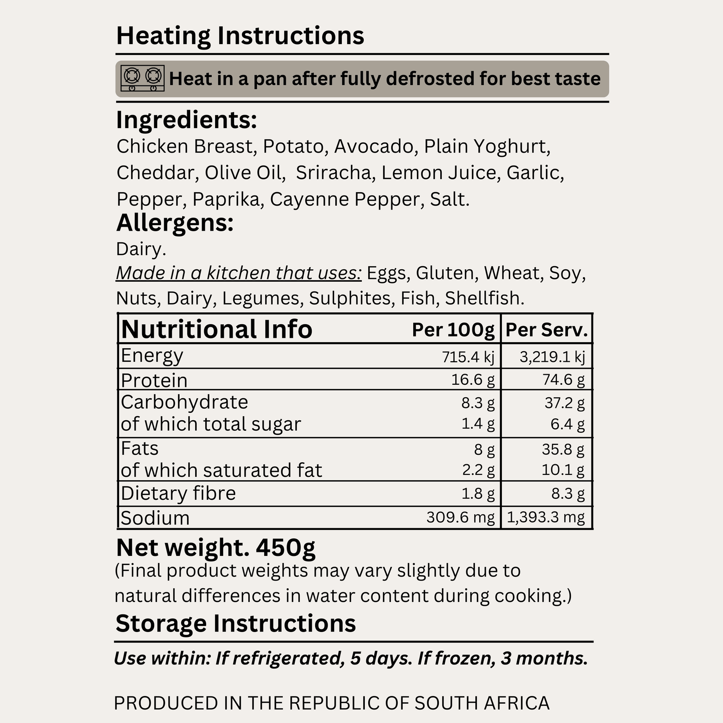 Macro&Micro, High Protein Chipotle Chicken Bowl Pre Made Meal, Ingredients