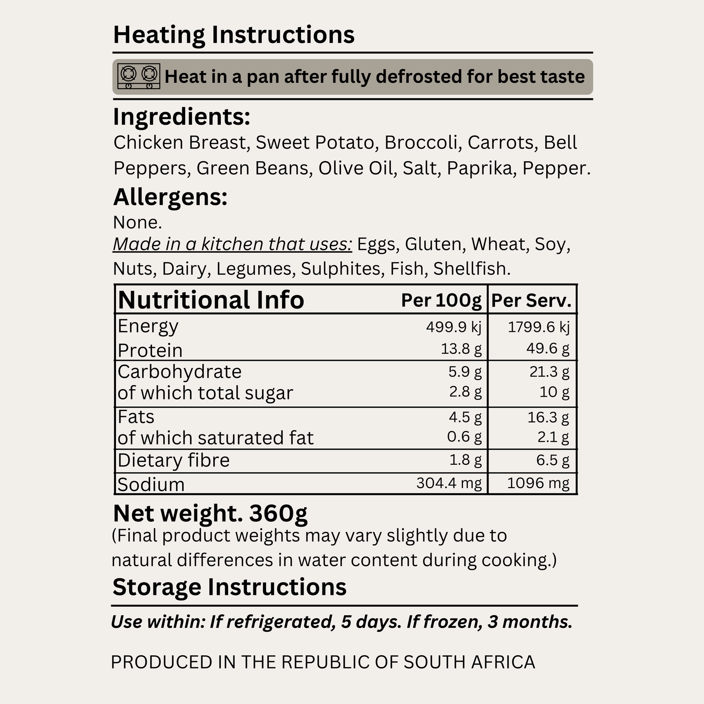 Macro&Micro High Protein, Chicken & Sweet Potato Veg Sauté Pre Made Meal Ingredients