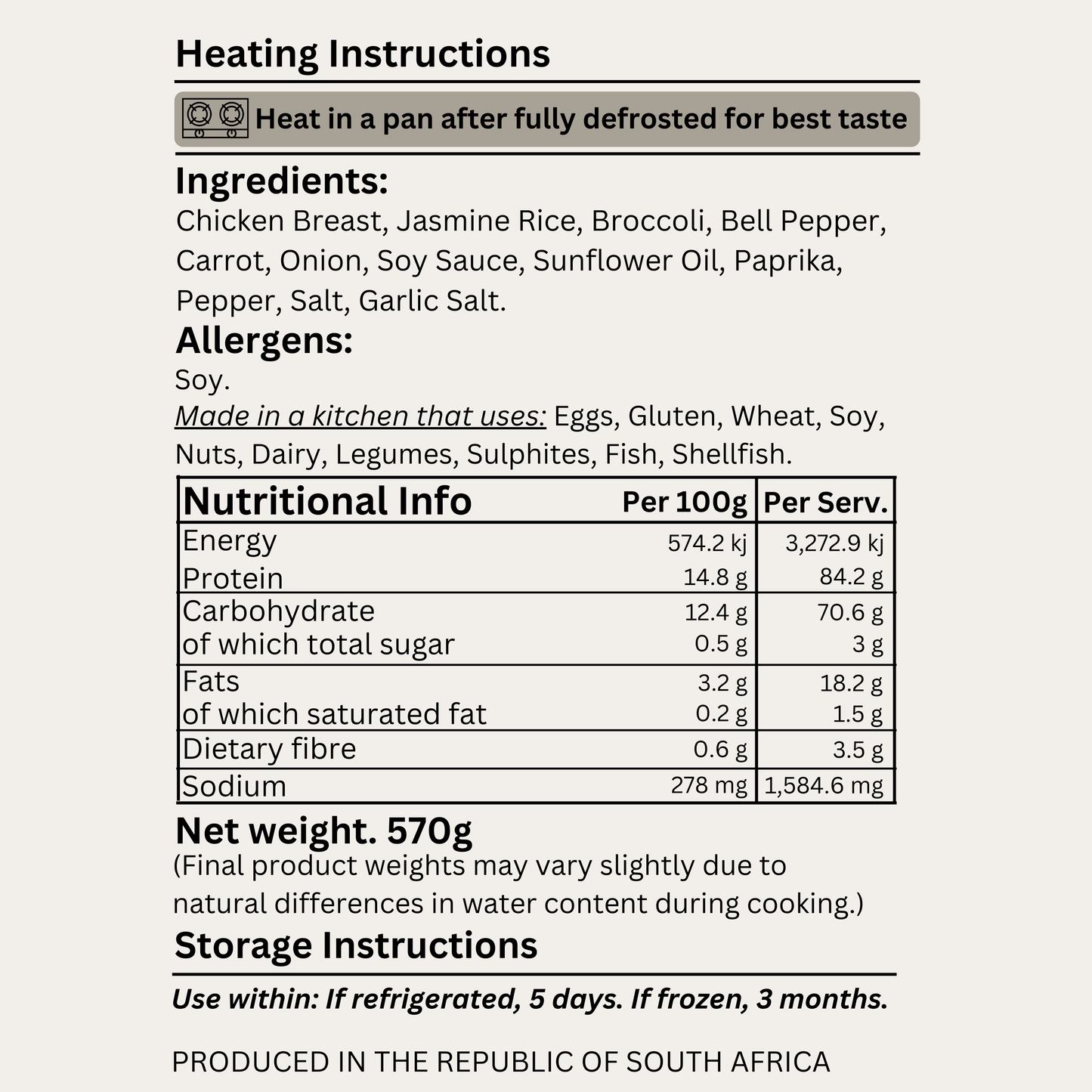Macro&Micro High Protein, Chicken & Veg Stir Fry Pre Made Meal Ingredients