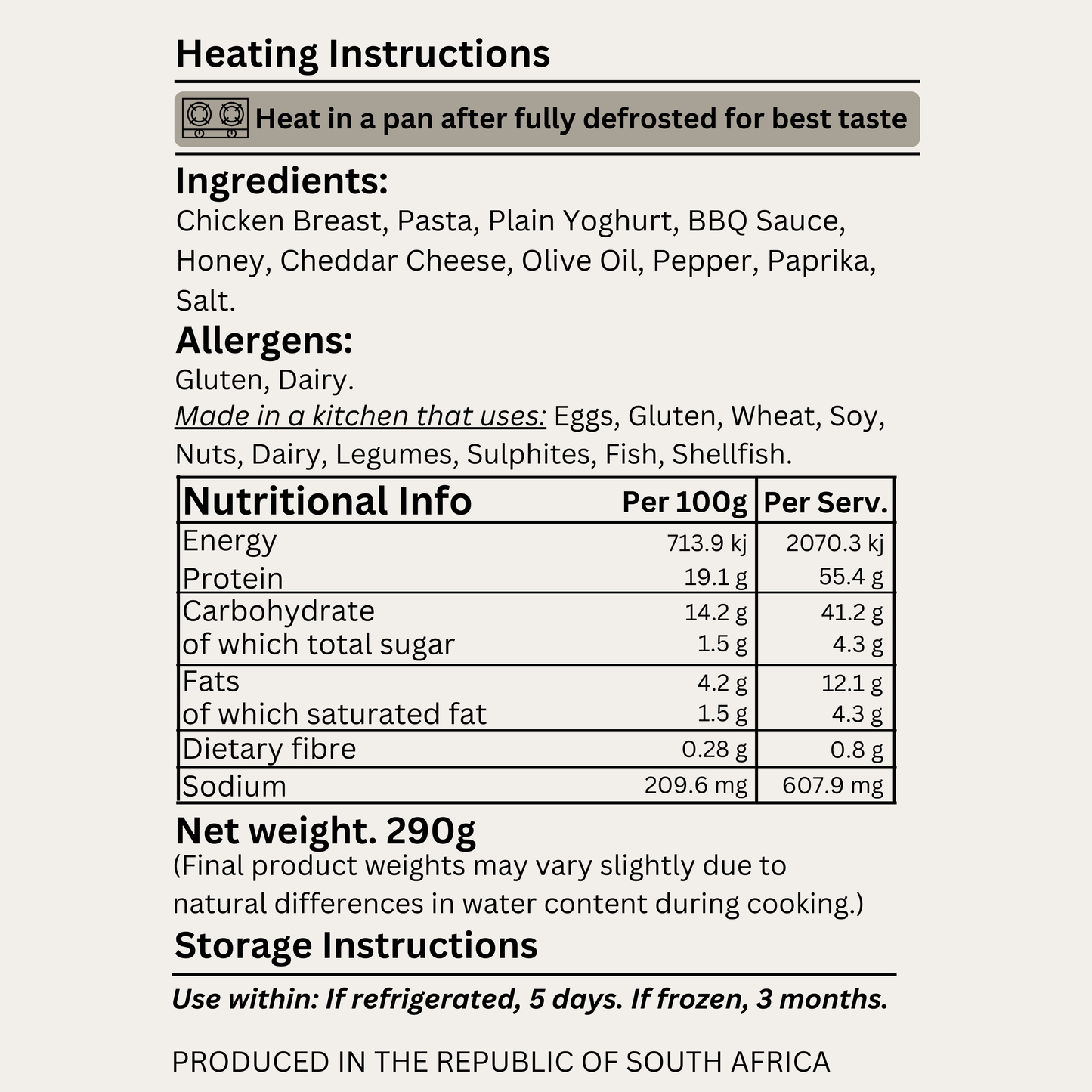 Macro&Micro High Protein, Honey BBQ Chicken Mac n’ Cheese Mini Pre Made Meal Ingredients
