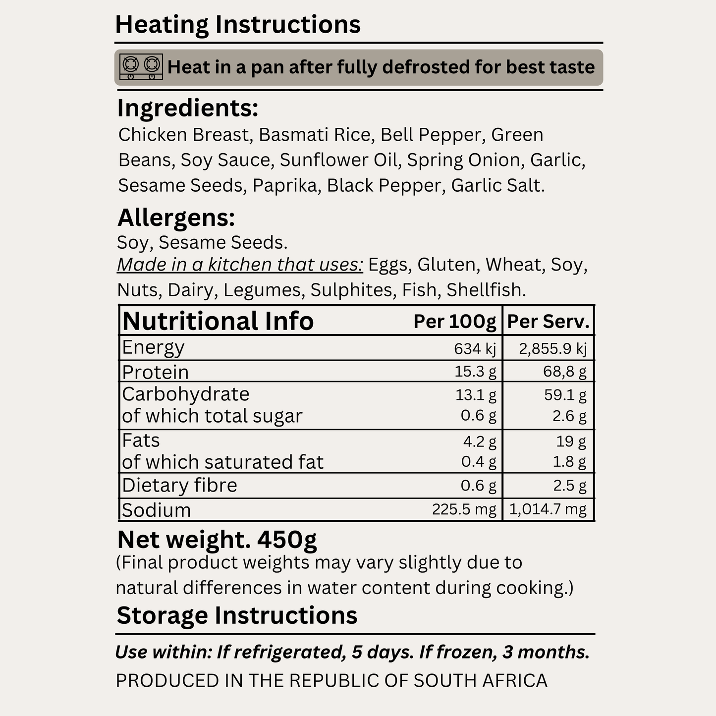 Macro&Micro Pulled Chicken Fried Rice Ingredients. Meal Prep Cape Town.