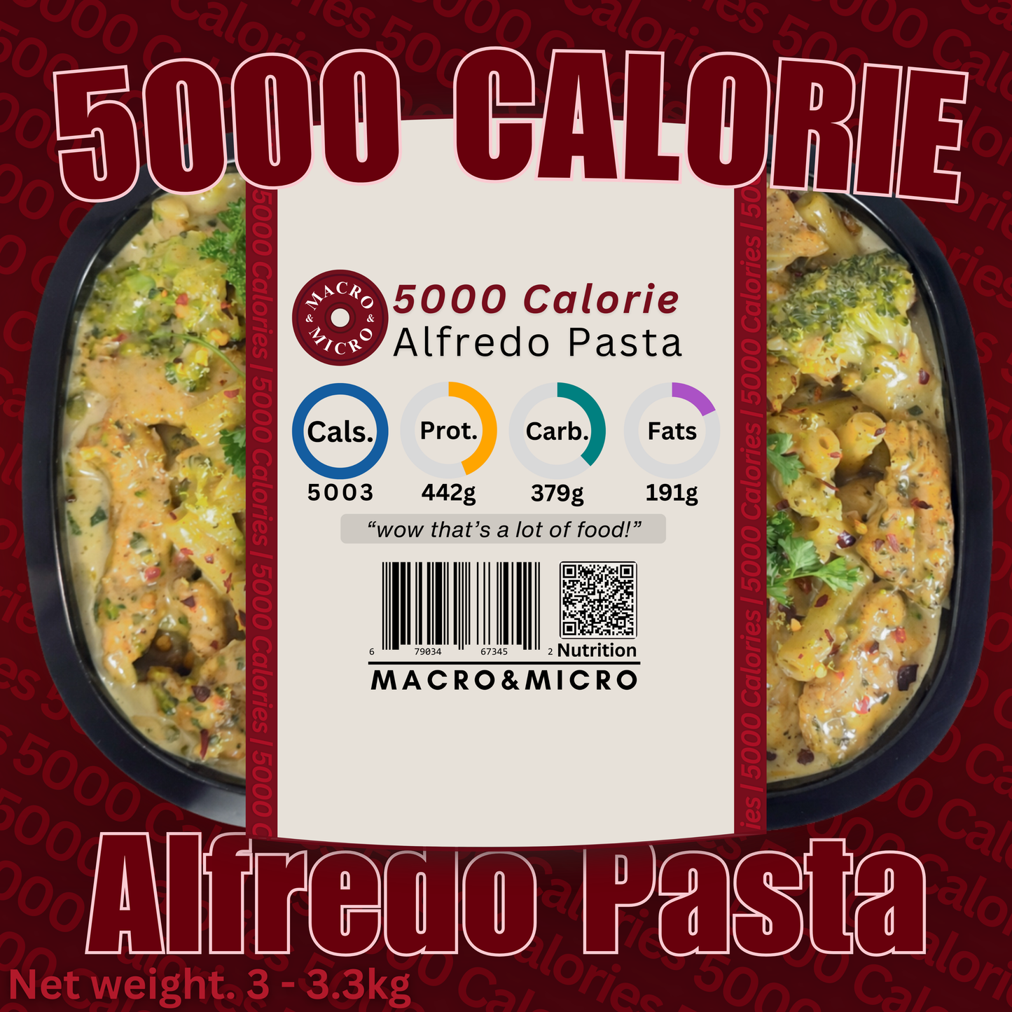Macro&Micro 5000 Calorie Pre Made Meal Alfredo Pasta.
Capetown Meal Prep