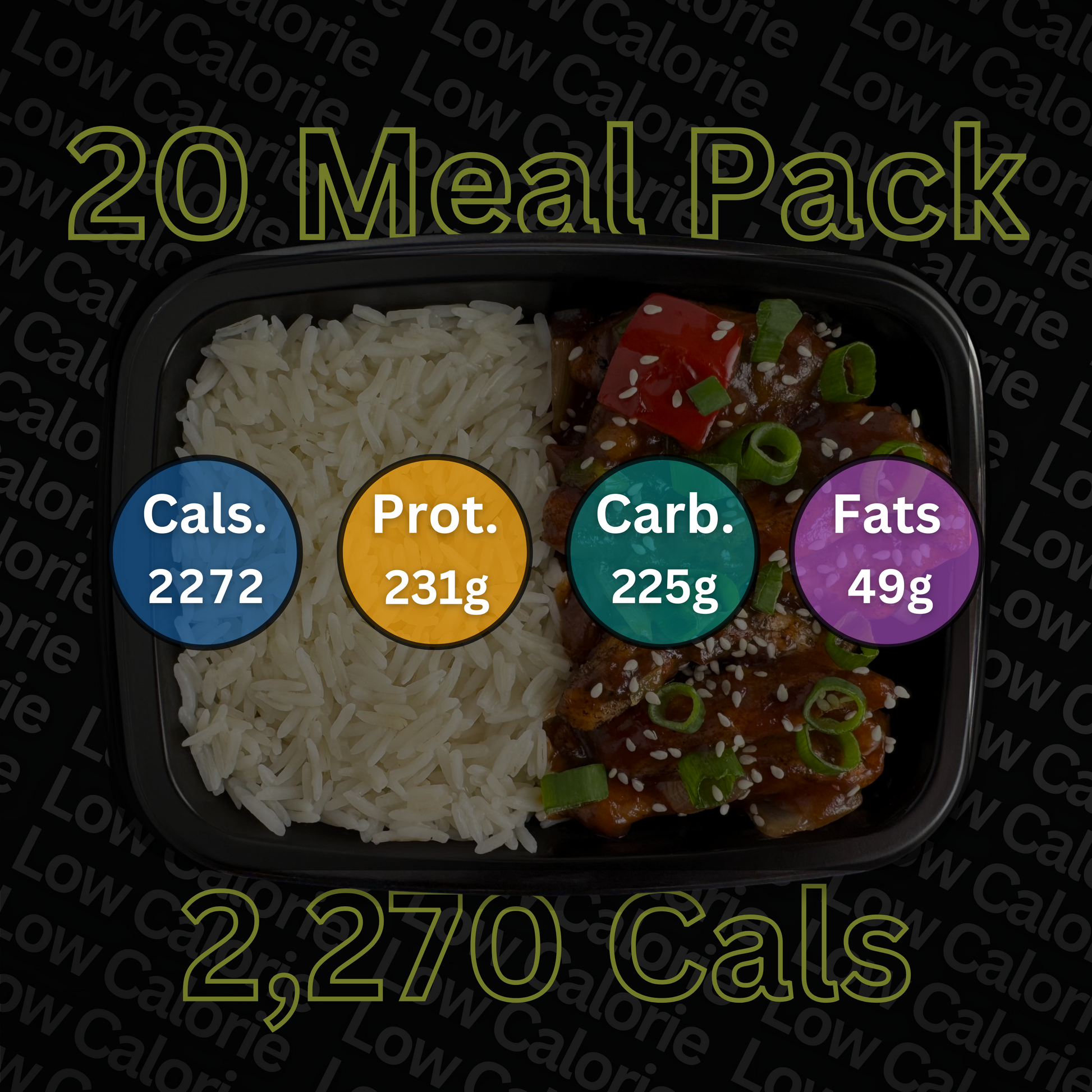 Meal pack Macro&Micro with nutritional information displayed on a black background