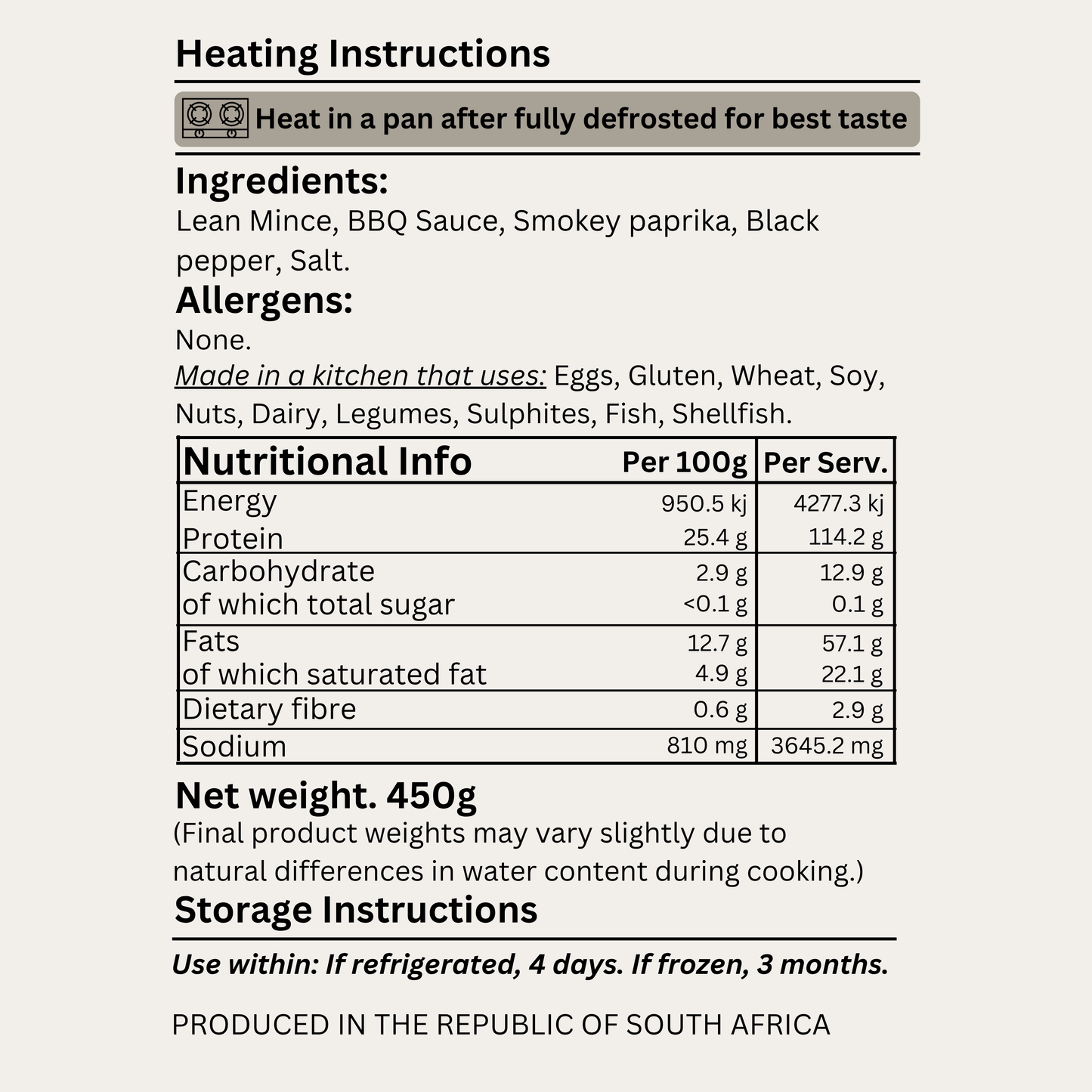 Macro&Micro 500 rams Smokey Lean Mince Cooked Ingredients