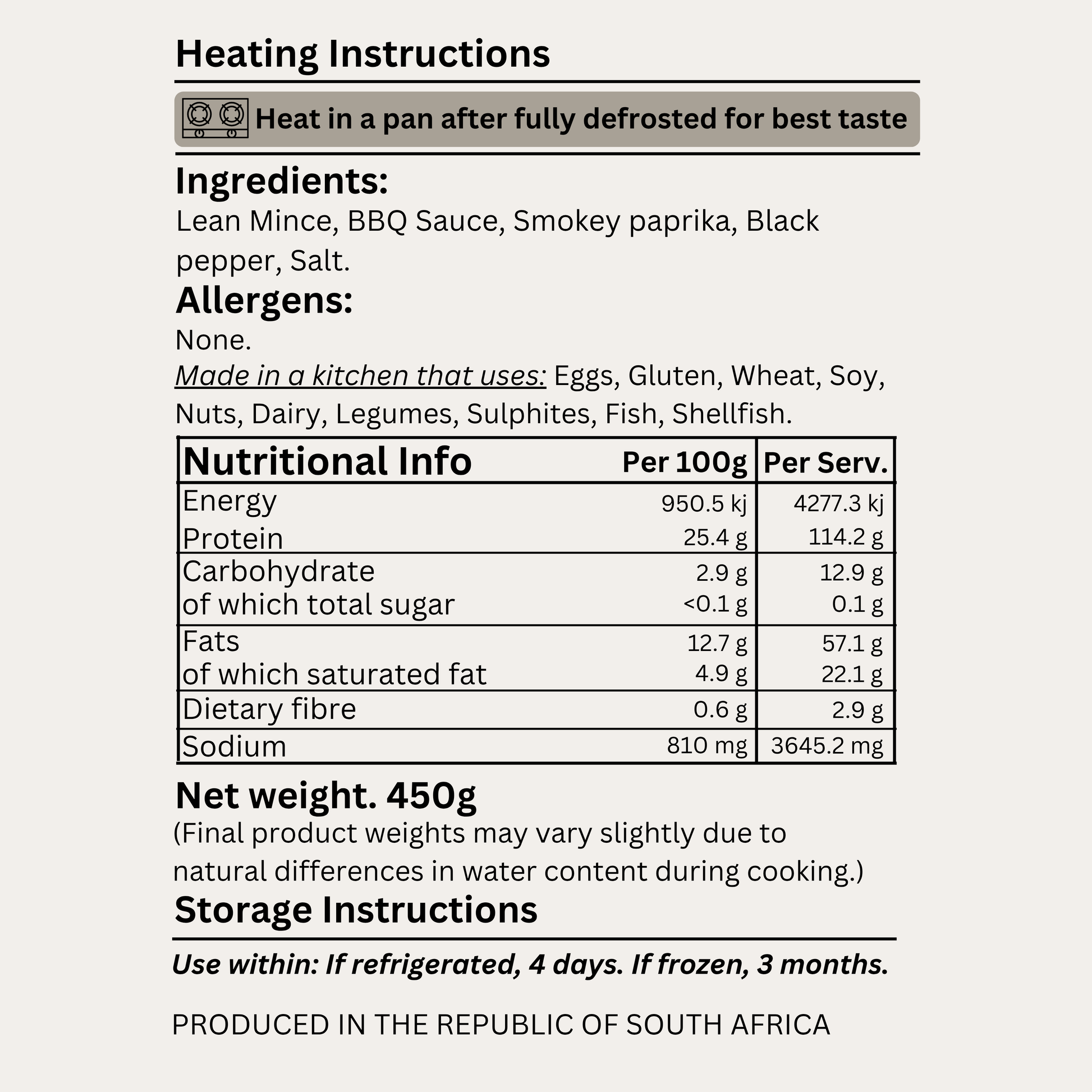 Macro&Micro 500 rams Smokey Lean Mince Cooked Ingredients