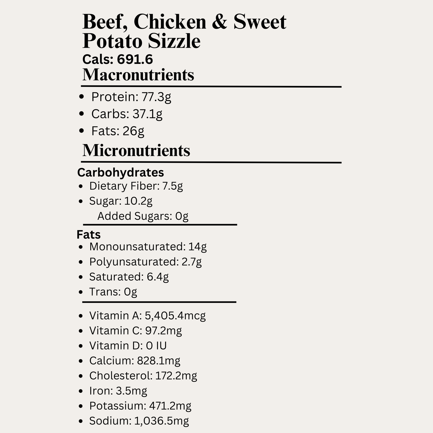 Macro&Micro High Protein Beef, Chicken & Sweet Potato Sizzle Pre Made Meal Breakdown