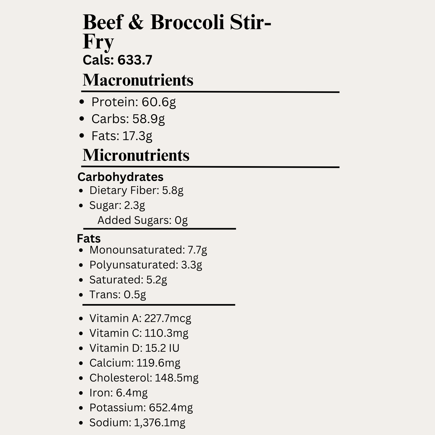 Macro&Micro High Protein Beef and Broccoli Stir-Fry Pre Made Meal Breakdown