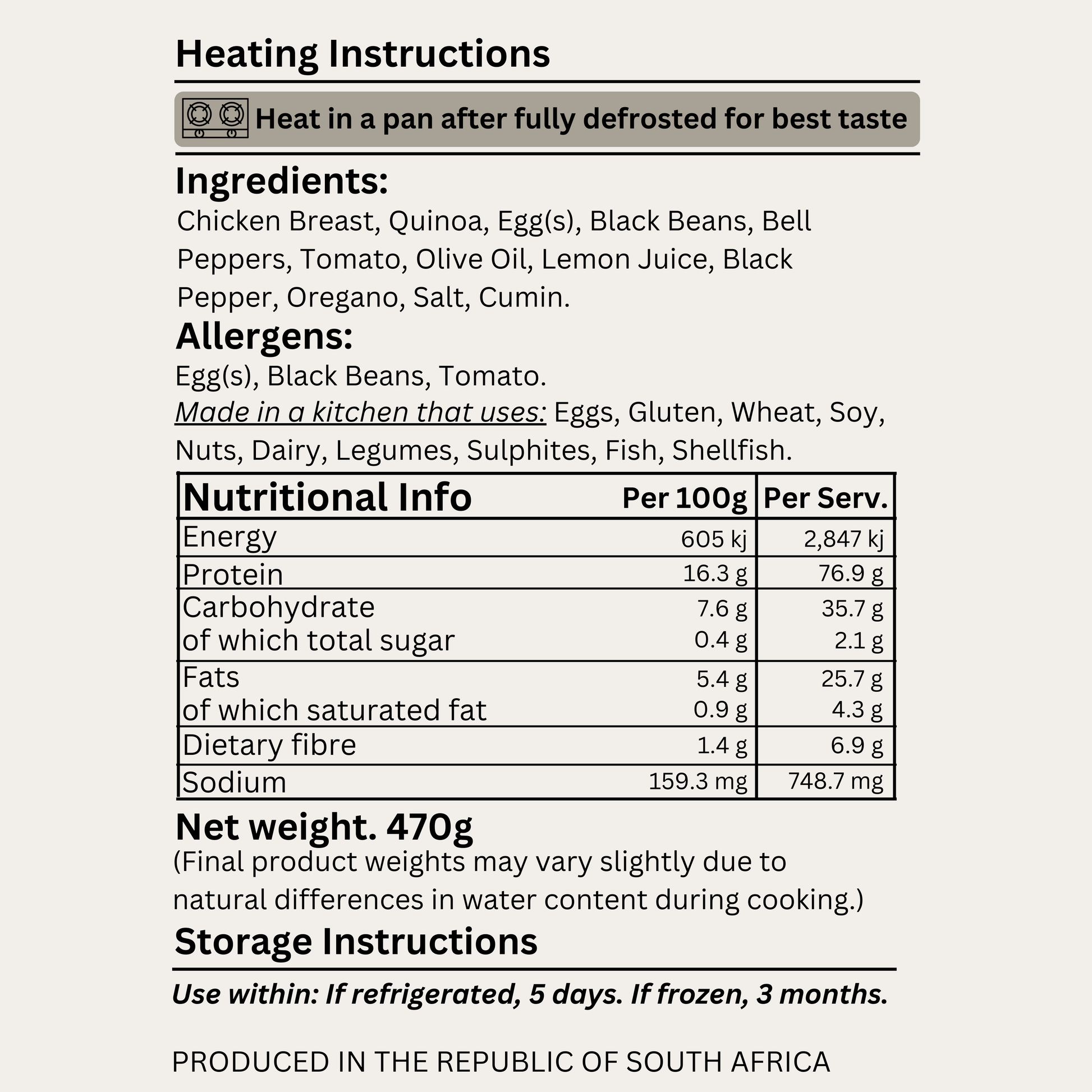 Macro&Micro High Protein Chicken Quinoa Power Bowl Pre Made Meal Ingredients