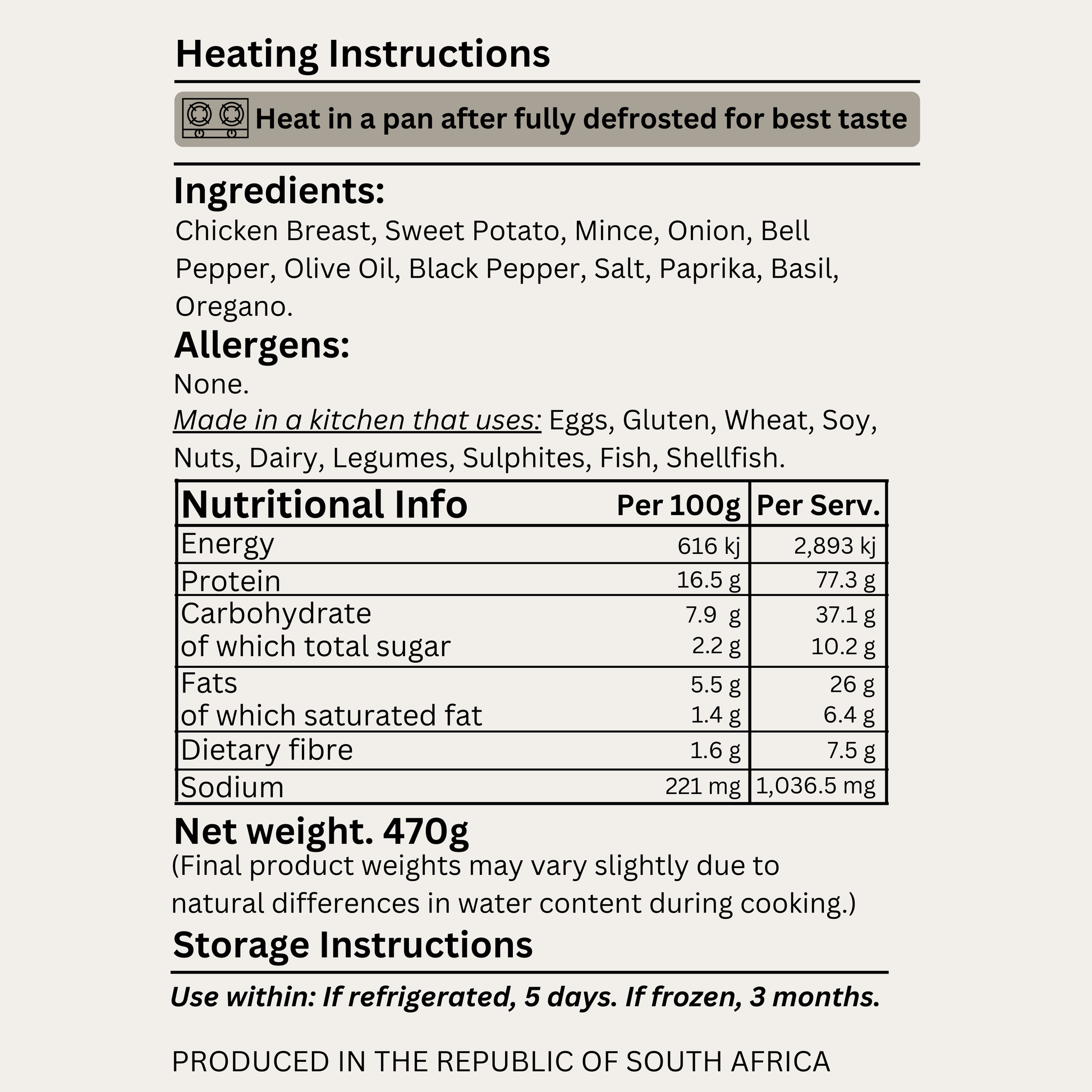 Macro & Micro High Protein Beef, Chicken & Sweet Potato Sizzle Pre Made Meal Ingredients