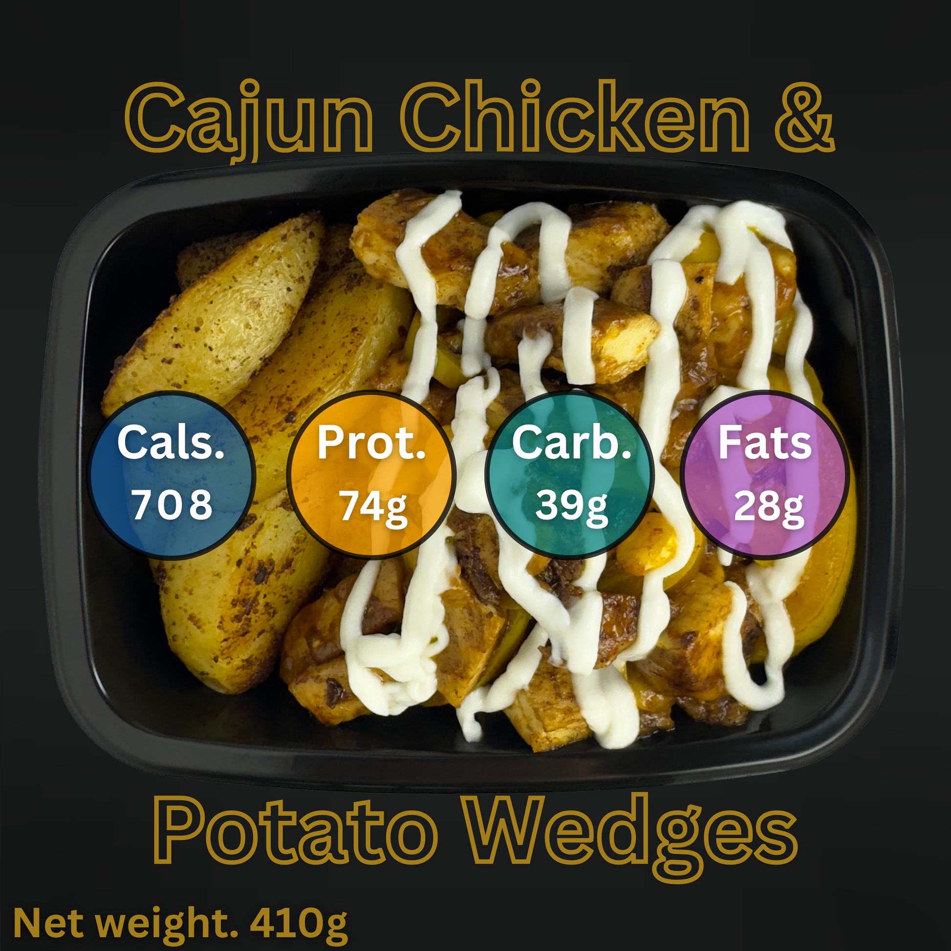 Macro&Micro High Protein, Cajun Chicken & Potato Wedges Pre Made Meal