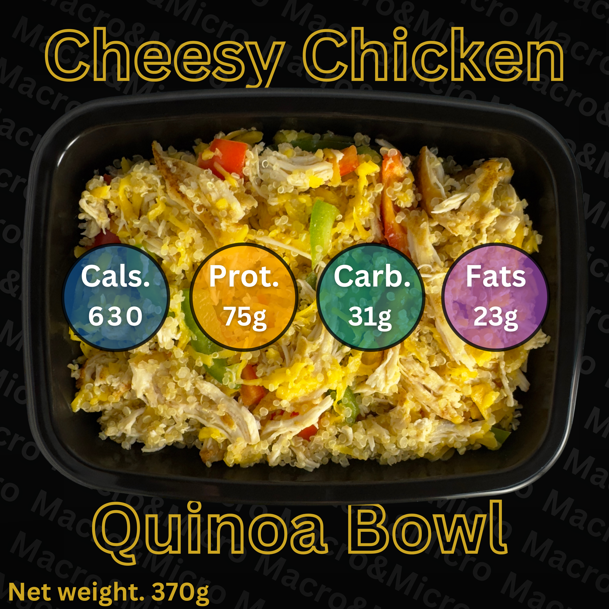 Macro&Micro High Protein Meal Prep Cape Town Cheesy Chicken Quinoa Bowl. 