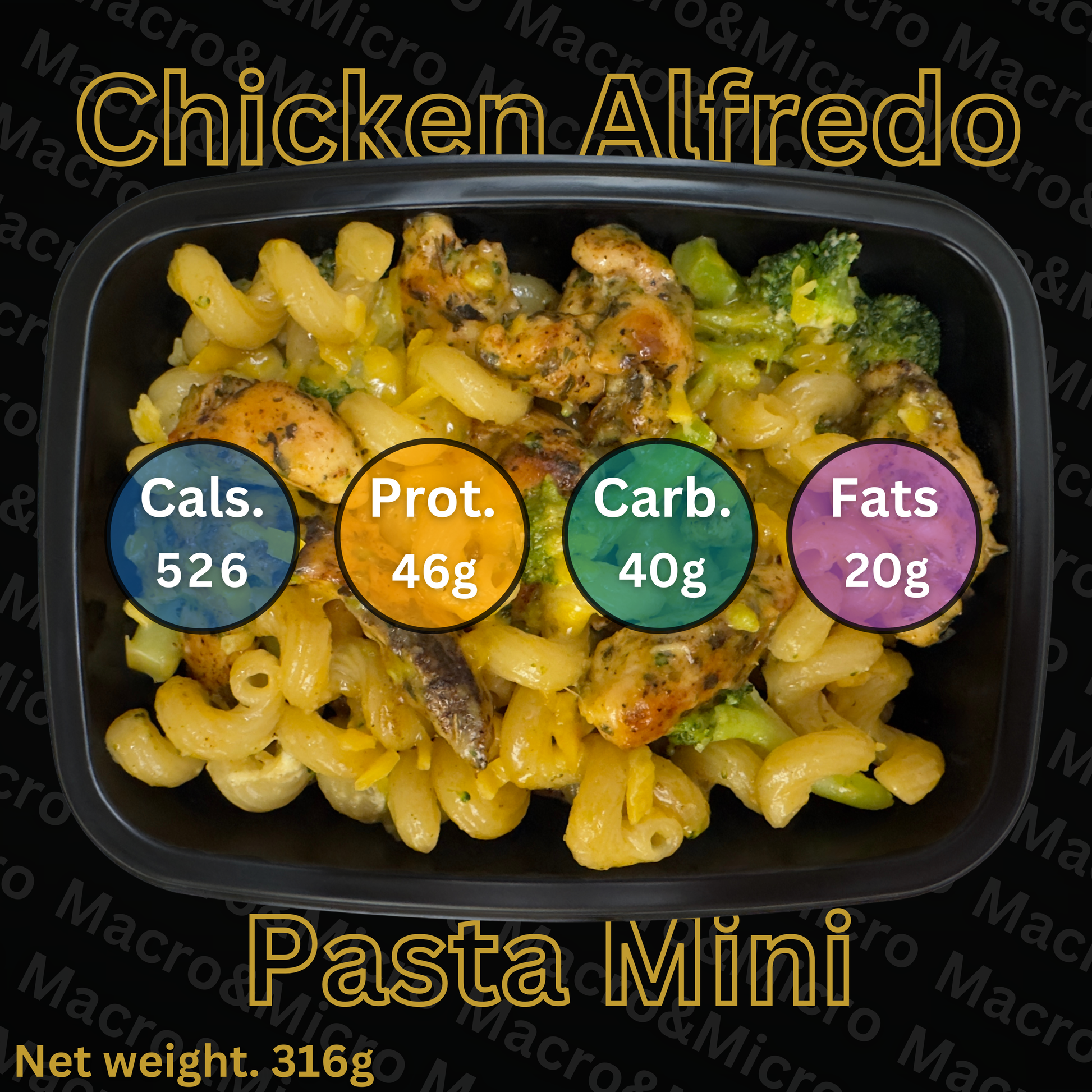 Macro&Micro High Protein Chicken Alfredo Pasta Mini. Capetown Meal Prep