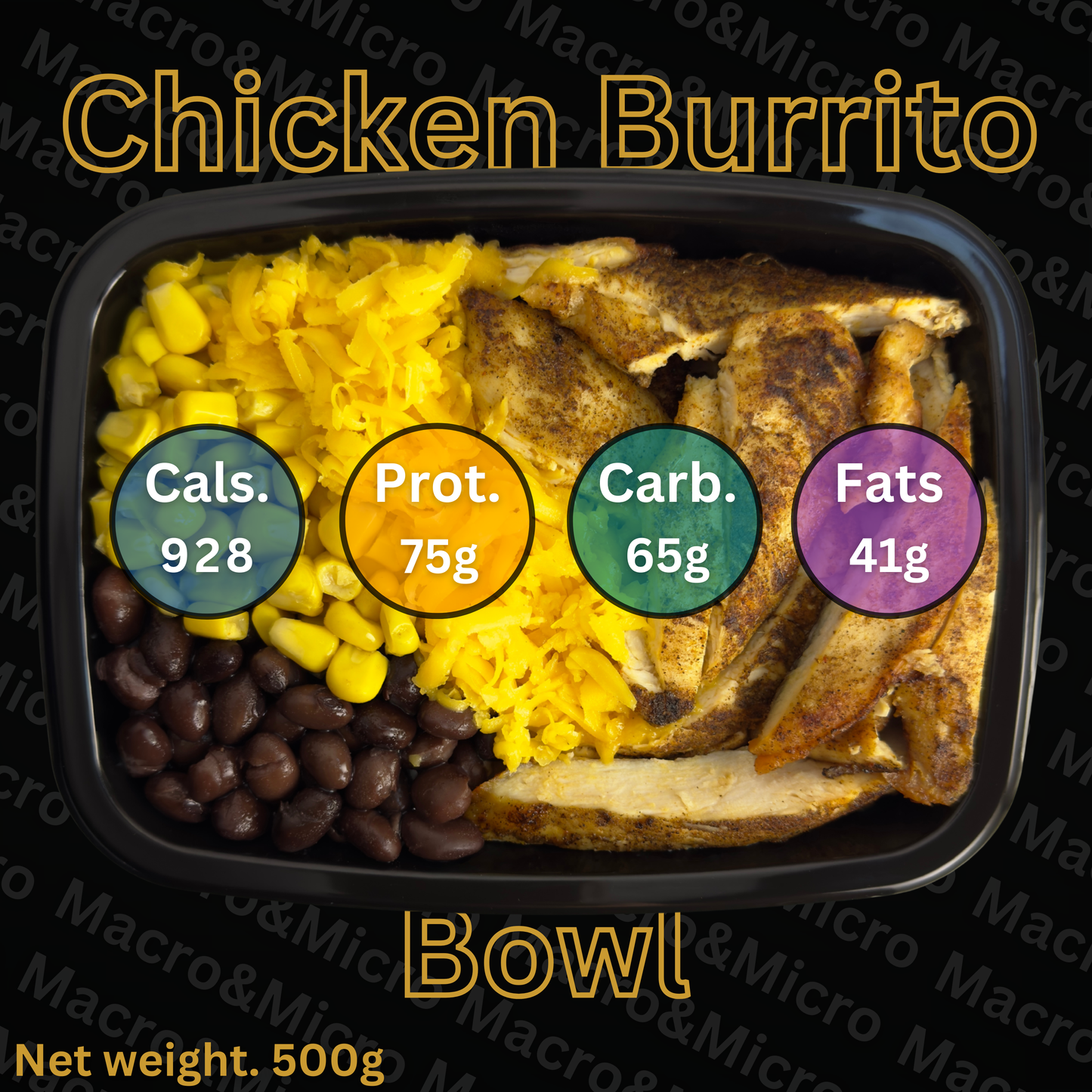 Macro&Micro High Protein Meal Prep Cape Town Chicken Burrito Bowl.