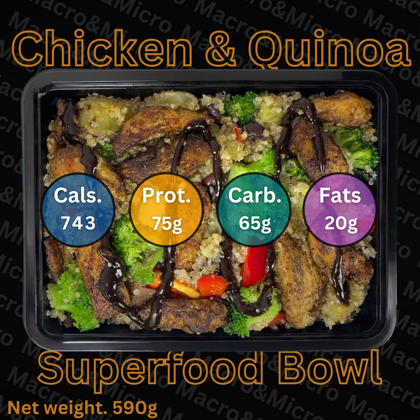 Macro&Micro High Protein Meal Prep Cape Town Chicken & Quinoa Superfood Bowl.