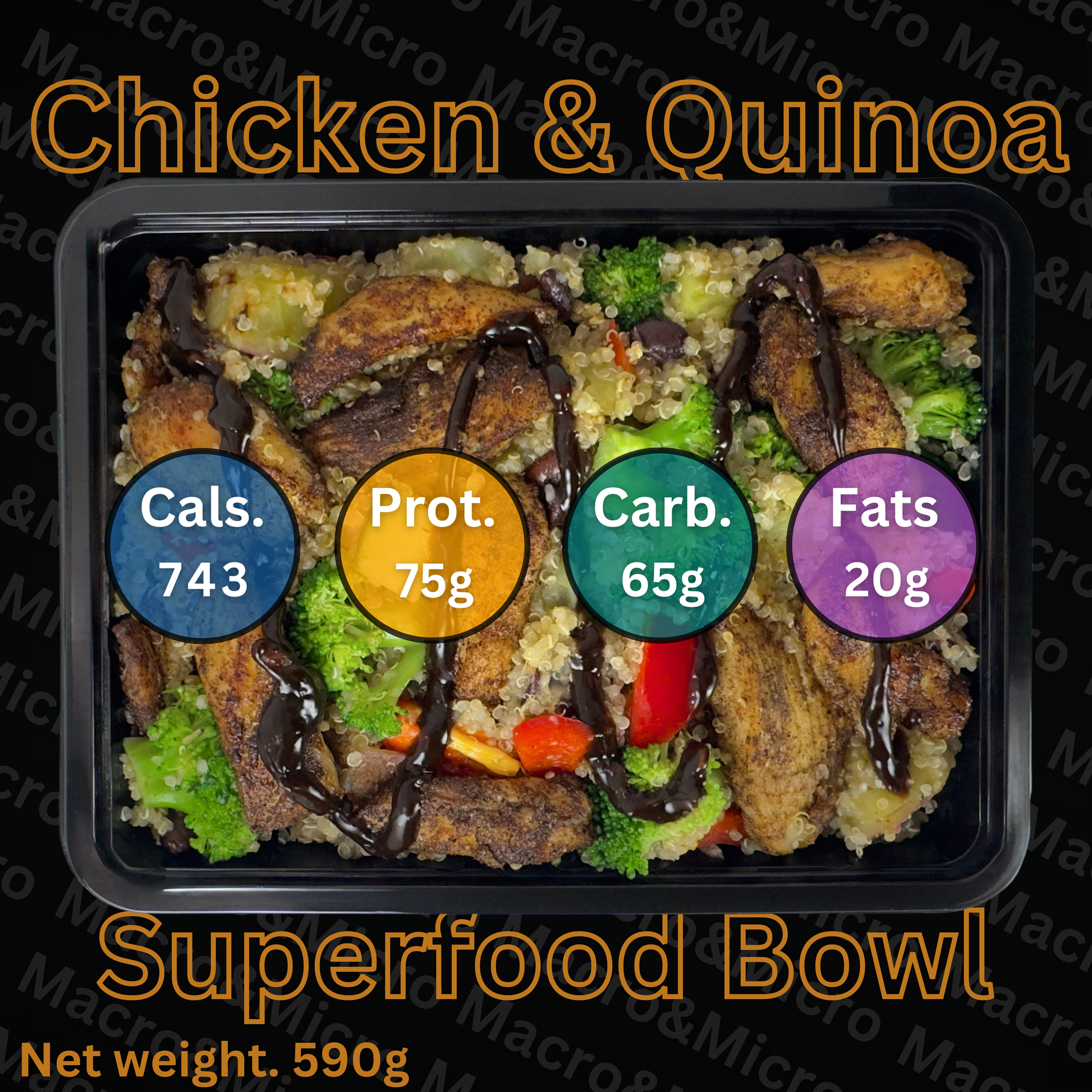 Macro&Micro High Protein Meal Prep Cape Town Chicken & Quinoa Superfood Bowl.