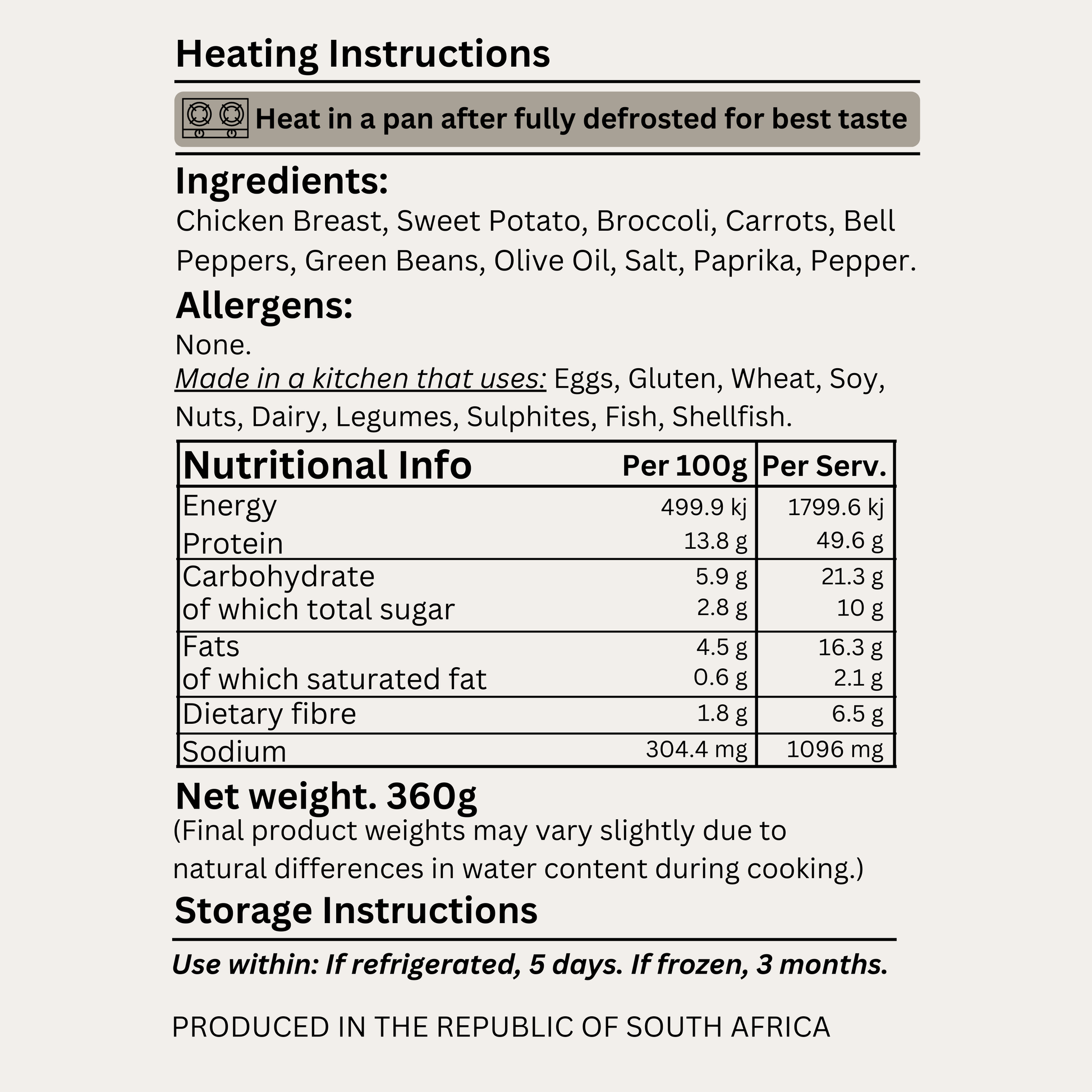 Macro&Micro High Protein, Chicken & Sweet Potato Veg Sauté Pre Made Meal Ingredients