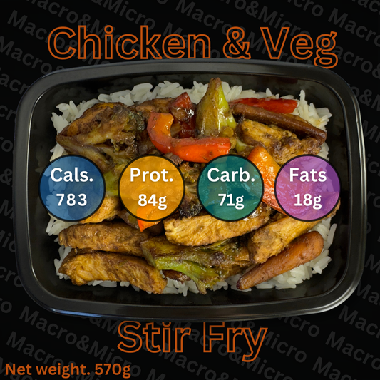 Macro&Micro High Protein Meal Prep Cape Town Chicken & Veg Stir Fry.
