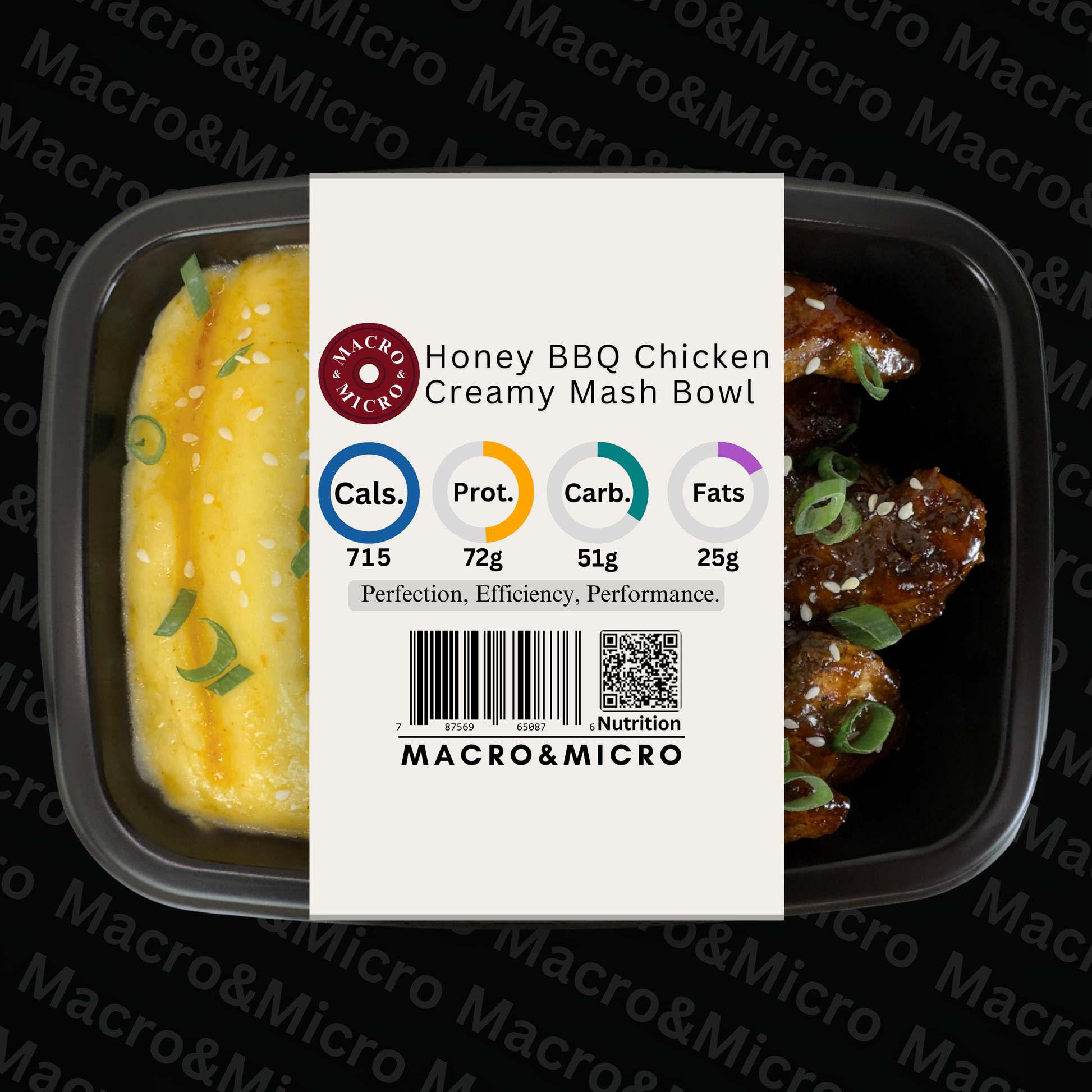 Macro&Micro High Protein Meal Prep Cape Town Honey BBQ Chicken Creamy Mash Bowl.