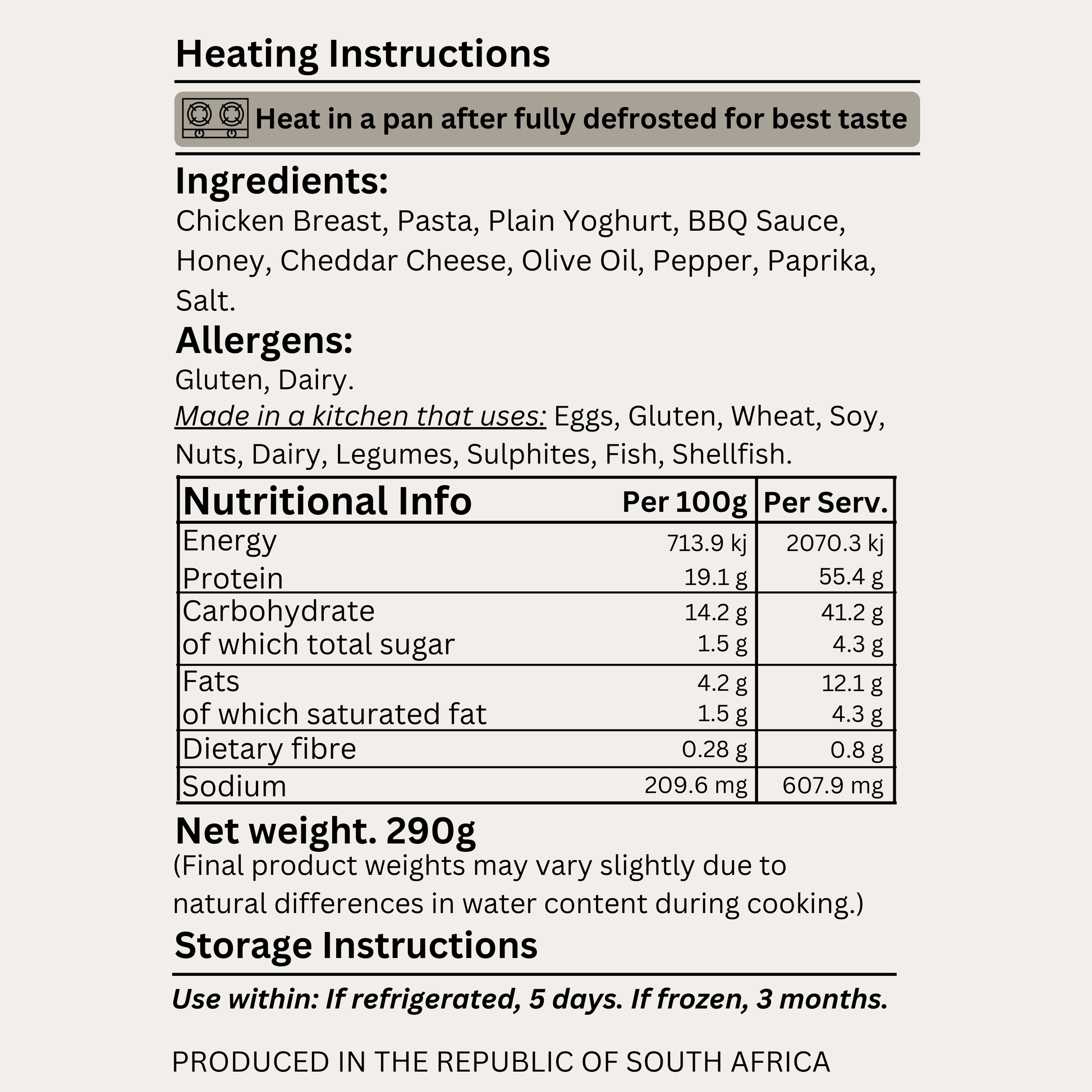 Macro&Micro High Protein, Honey BBQ Chicken Mac n’ Cheese Mini Pre Made Meal Ingredients