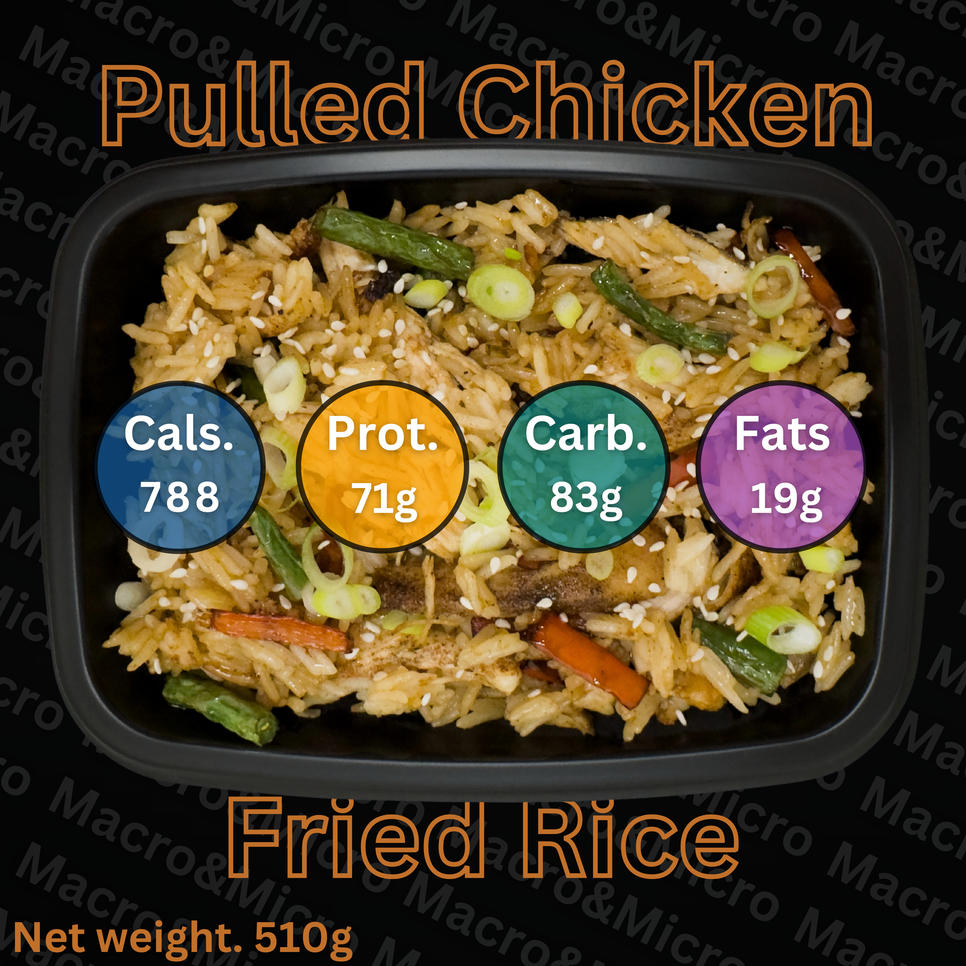 Macro&Micro High Protein Meal Prep Cape Town Pulled Chicken Fried Rice.