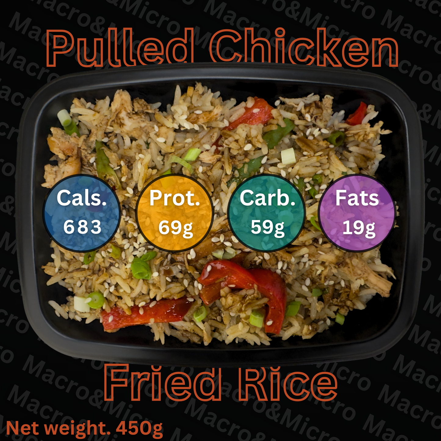 Macro&Micro Pulled Chicken Fried Rice. High Protein Cape Town Meal Prep