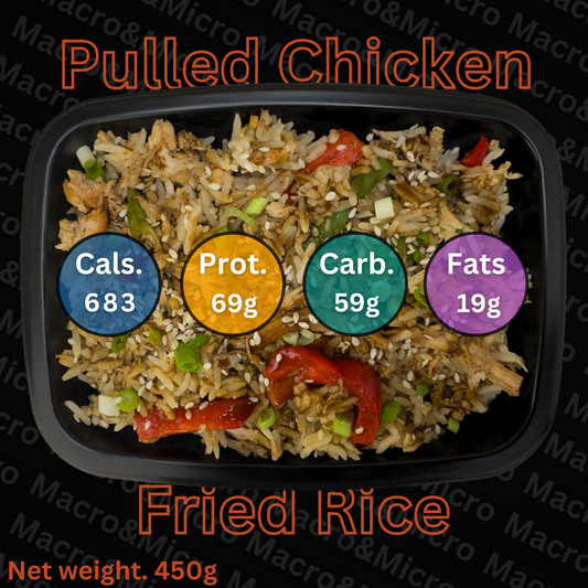 Macro&Micro Pulled Chicken Fried Rice. High Protein Cape Town Meal Prep