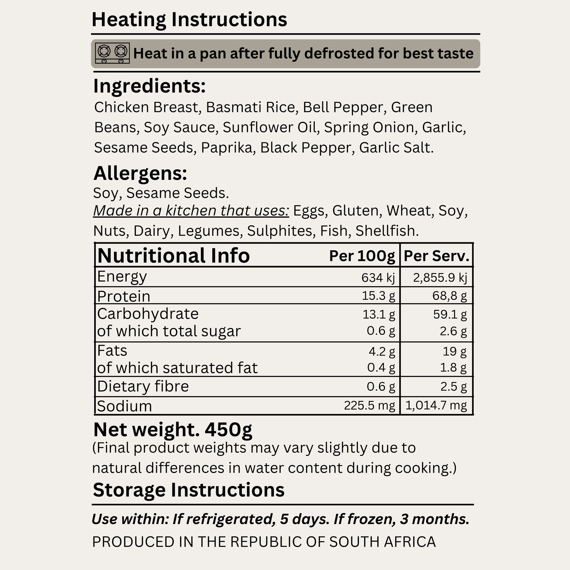 Macro&Micro Pulled Chicken Fried Rice Ingredients. Meal Prep Cape Town.