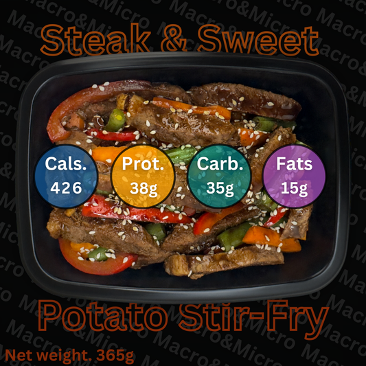 Macro&Micro Steak and Sweet Potato Stir-Fry. High Protein CapeTown Mealprep